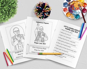 Pope Leo XIV Coloring Page,  Catholic Activity Sheet PDF