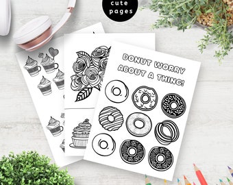 Donuts Coloring Pages, Desserts Printables for Teens
