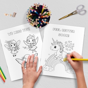 Gute Besserung Ausmalseiten, Einhorn Aktivitätsblätter für Kinder zum Ausmalen