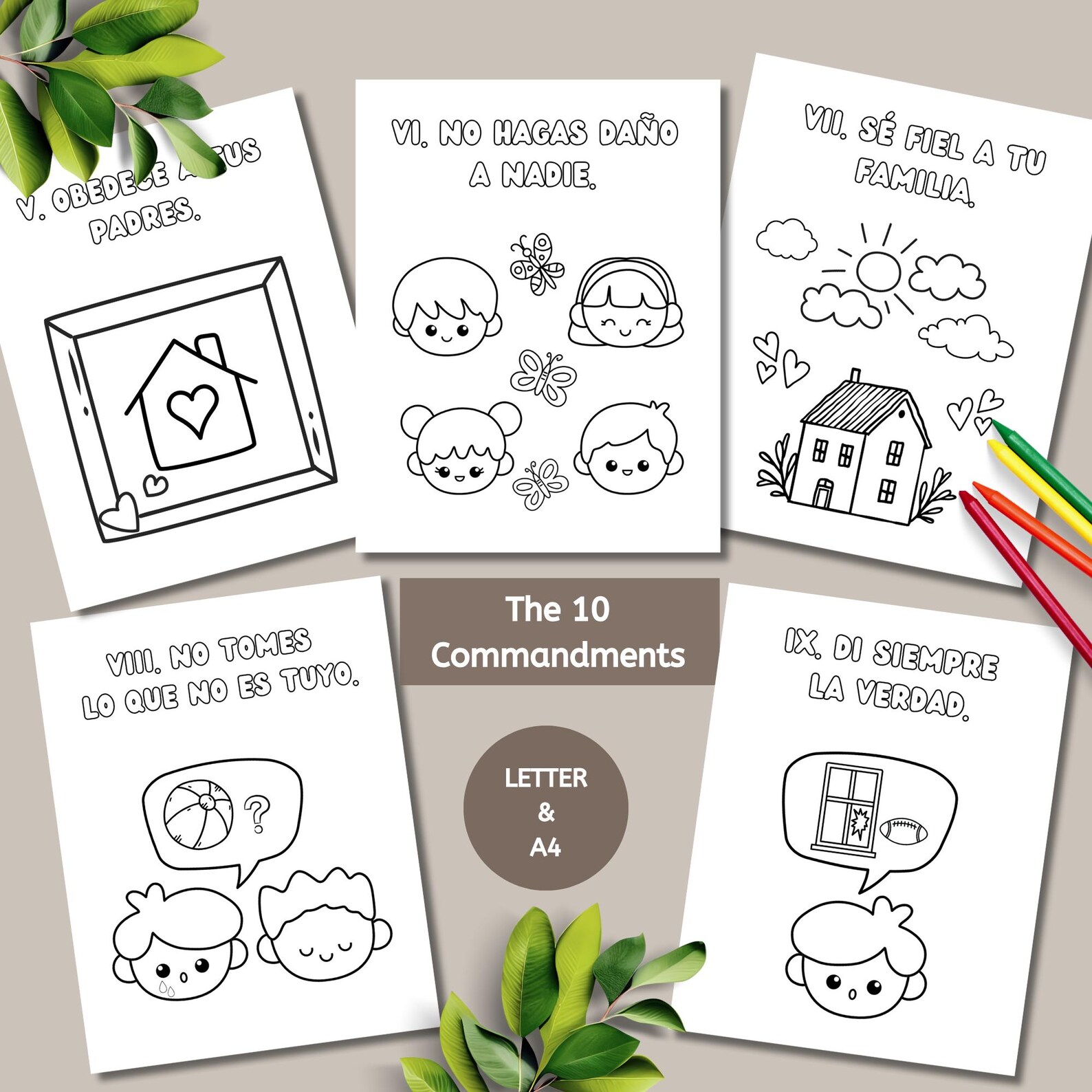 10 Commandments in Spanish Printable Coloring Pages for Preschoolers ...