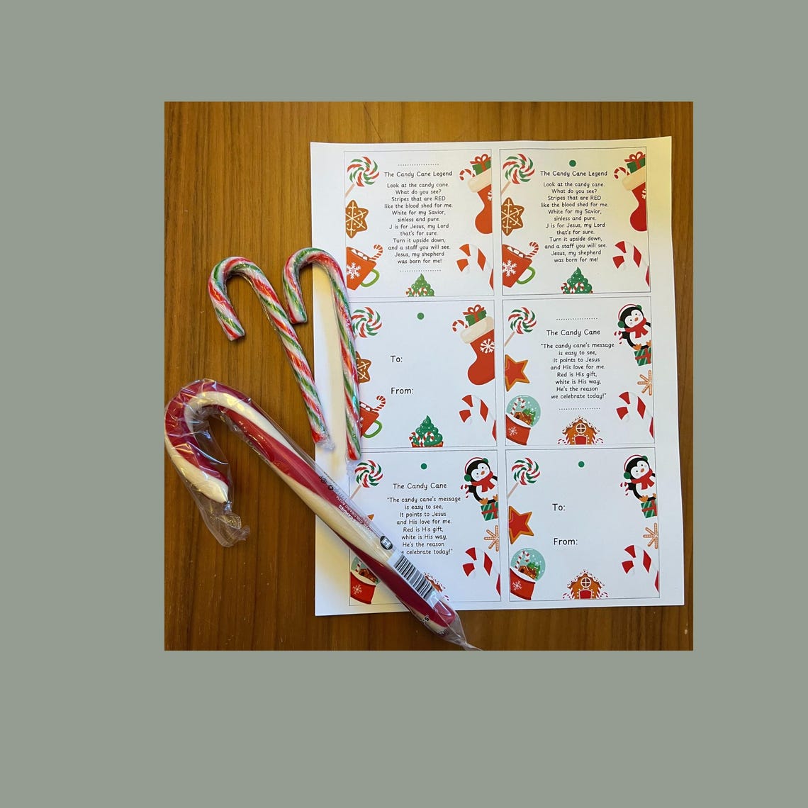 Legend of the Candy Cane Tags, Printable Gift Tag, Christmas Poem ...