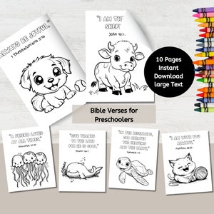 Printable Christian Bible Verse Coloring Pages for Kids, Preschool Scripture Homeschool Activities, Sunday School Worksheet for Toddlers