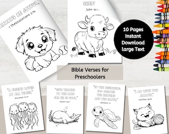 Printable Christian Bible Verse Coloring Pages for Kids, Preschool Scripture Homeschool Activities, Sunday School Worksheet for Toddlers