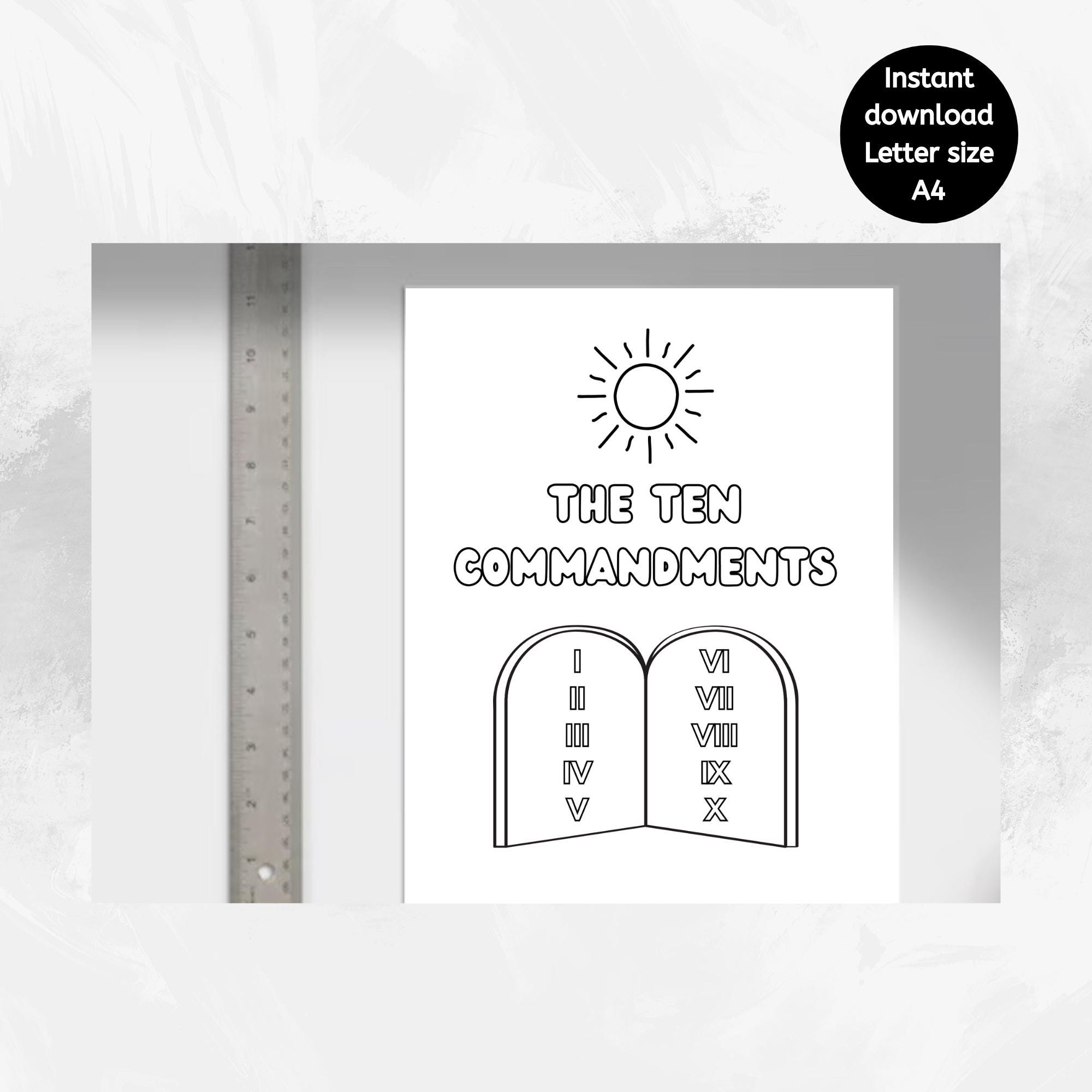 Ten Commandments for Kids Printable Coloring Pages, Bible Verse ...