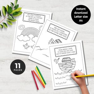Noah's Ark Coloring Sheet, Noah's Ark Printable, Bible Verse Coloring ...
