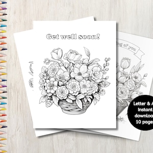 Coloriages à imprimer sur la voie de la guérison, Coloriages à imprimer pour se rétablir, Livre de coloriage pour adultes, Carte pour se sentir mieux, Je pense à vous