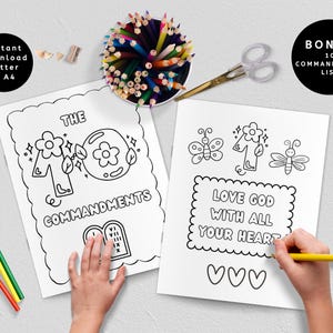 Ten Commandments for Kids Printable Coloring Pages, Bible Verse Coloring Page for Preschoolers, The Ten Commandments for Classroom, design 2