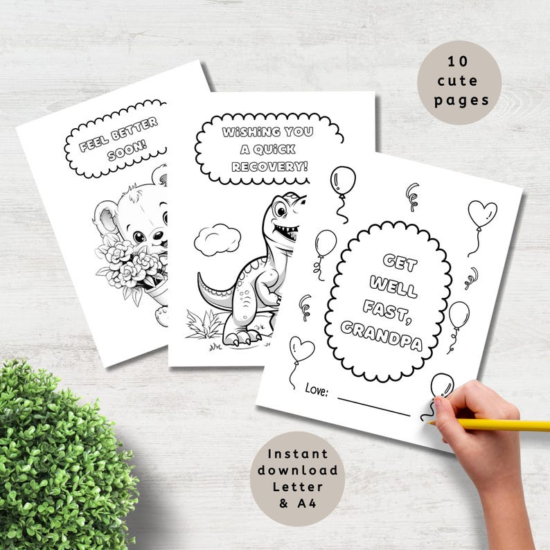 Coloring Pages for Grandpa, Get Well Soon Grandpa Gift, Kids Fun ...