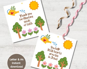 Christian Teacher Appreciation Gift Tags, Printable Thank You Cards, PDF Download