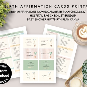 Cartes d'affirmation de soi à imprimer | Mantras de grossesse imprimables | Impressions de naissance stimulantes | Affirmations positives | Plan de naissance