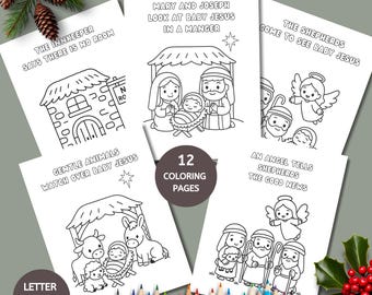 Páginas para colorir da Natividade para crianças, atividade de Natal para imprimir para a escola dominical