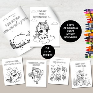 Coloriages à imprimer, Get Well Soon pour les enfants, Cartes de rétablissement pour les enfants, Coloriages à imprimer pour se rétablir, 2 jeux de 20 pages