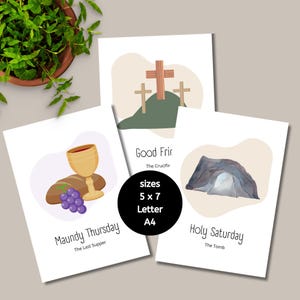 Holy Week Story Cards for Kids, Catholic Easter Bible Flashcard Set, PDF Printable