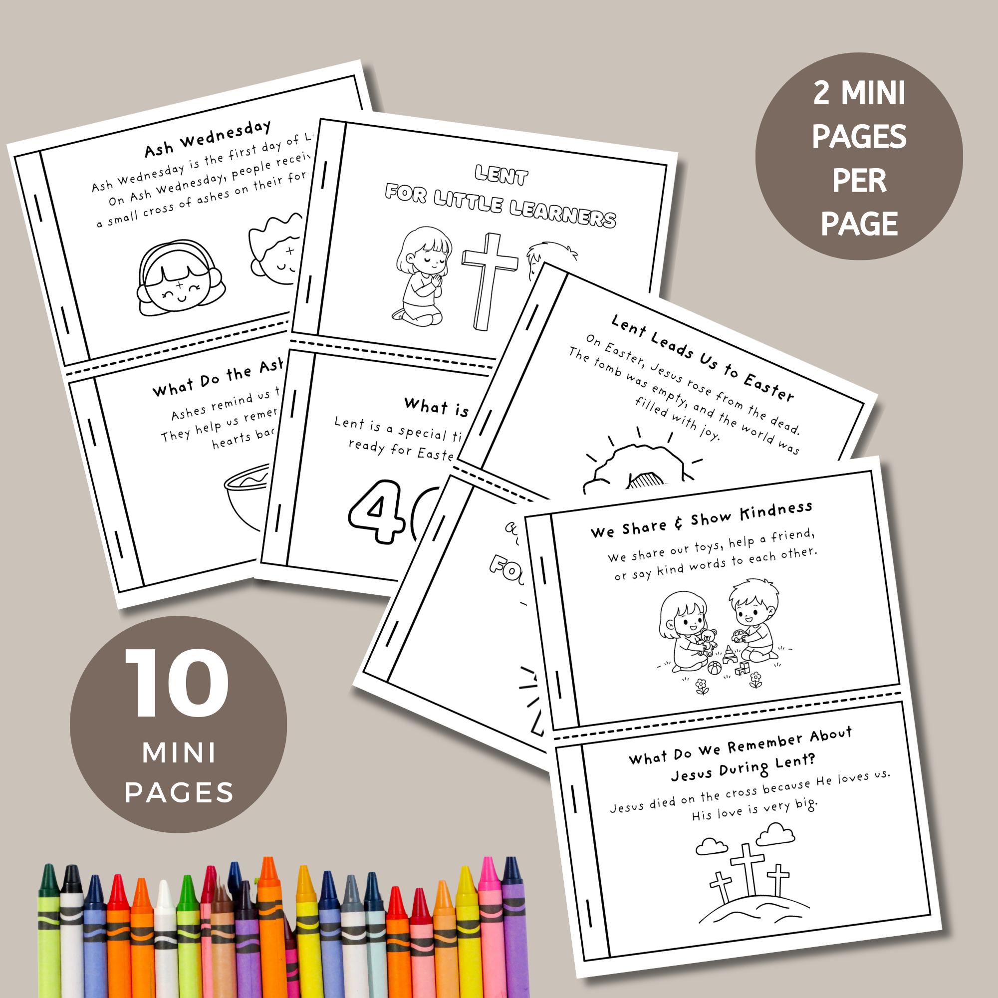 Preschool Lent Mini Coloring Book, Kids Bible Activity, Sunday School ...