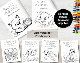 Bible Verse Coloring Page for Preschoolers, Sunday School Craft, Printable Christian Homeschool Activity Sheets, Preschool Activity