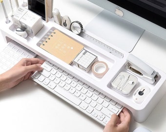Desktop Organizer | Desk Storage With Compartments For Workspace Stationery