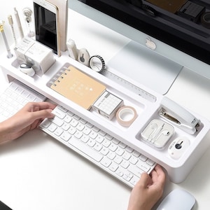 Desktop Organizer | Desk Storage With Compartments For Workspace Stationery