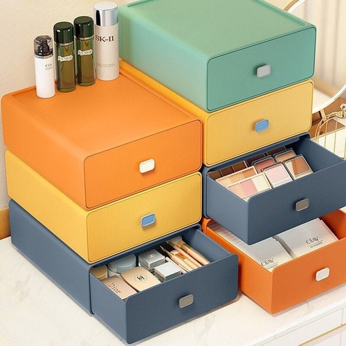 Stackable Storage Box Drawer Organizer Colorful Desktop Etsy