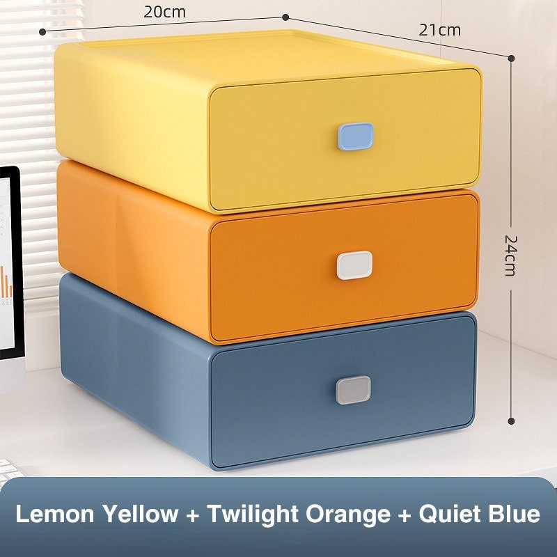 Drawer Office Accessories Storage Box Colorful Desktop Stackable Organ –  pocoro