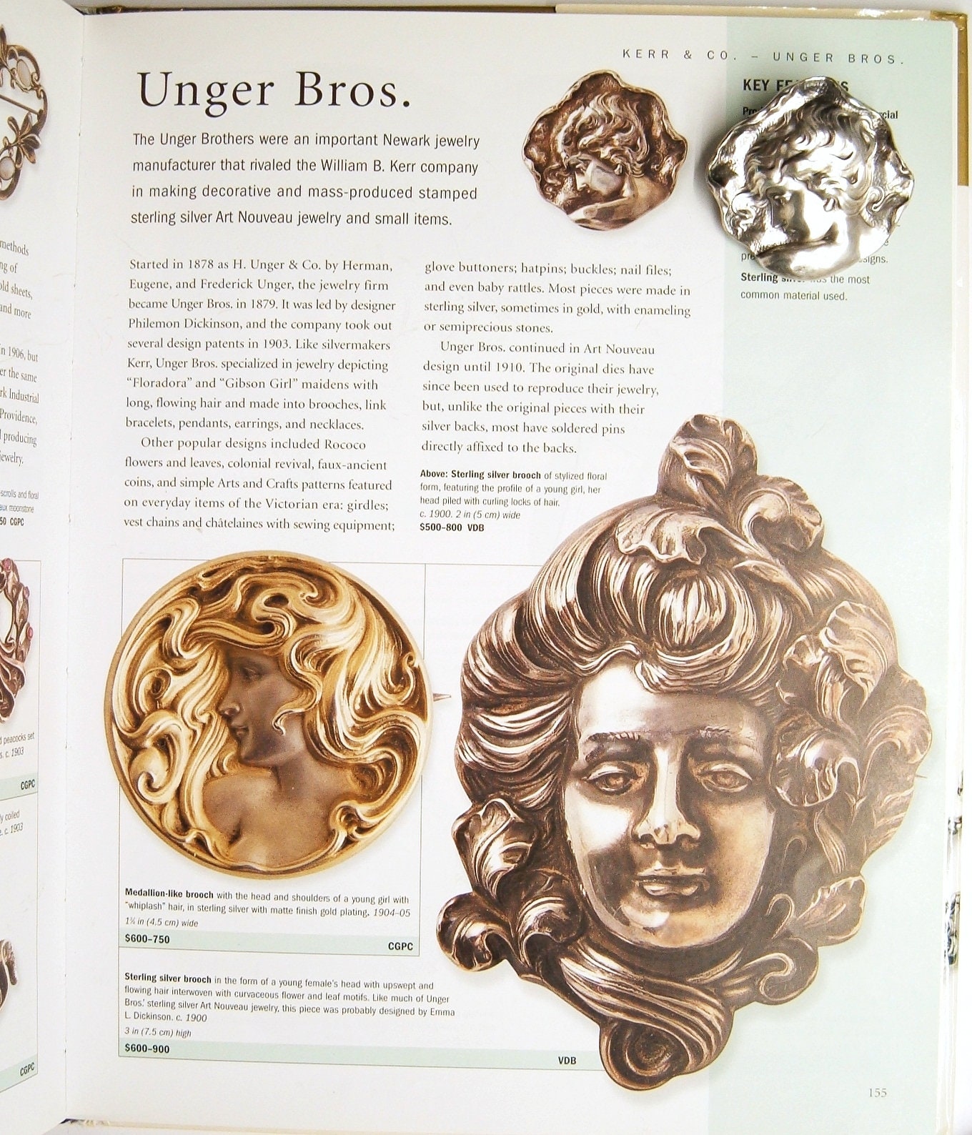 1900s Antique Rare Large Art Nouveau Unger Bros Sterling Silver 925 ...
