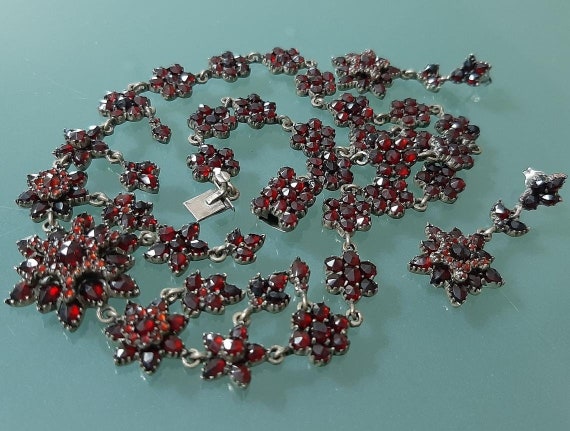 c.1880 Antique Bohemian Garnet Rose Cut Genuine G… - image 10