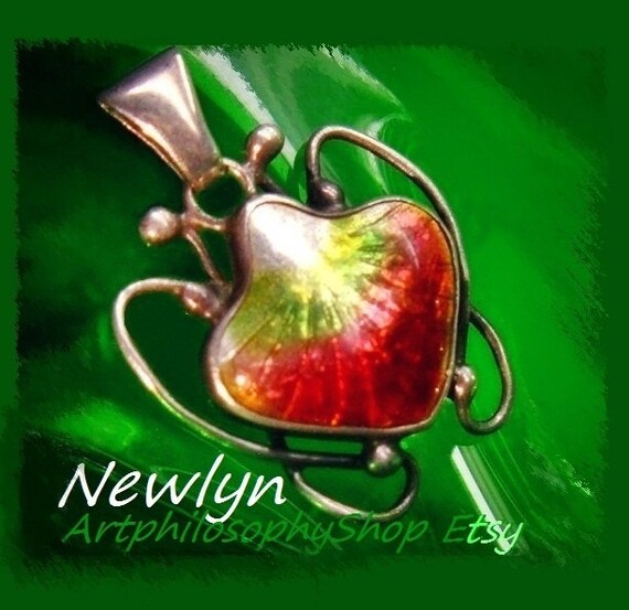 Rare Antique Newlyn Enamel Strawberry Silver Penda