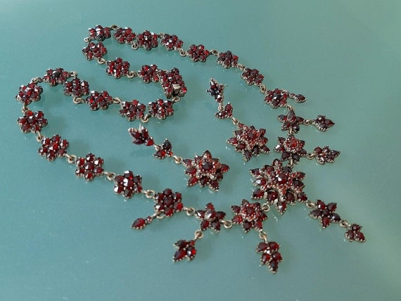 c.1880 Antique Bohemian Garnet Rose Cut Genuine G… - image 1