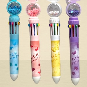 Butterfly pens, pink, blue, white, purple, multi pen, butterfly shaker, everyday pen, teacher pen