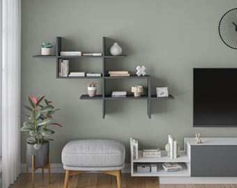 3-Tier Modern Wood Wall Shelf 59" | Floating Shelves for Living Room, Bedroom | Book Shelf Wall Decor, Home Decor, Hanging Shelves