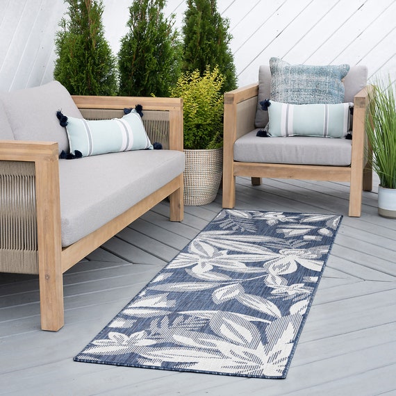  Water Resistant Modern 5x7 Indoor Outdoor Patio Rug, Floral  Outdoor Rugs for Patios, Deck, Porch, Entryway, Outside Area Rug