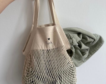 Mesh Bag Midi Bag Personalized Vegetable Bag Mesh Bag Individual Natural