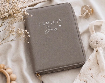 Organizador de viaje personalizado de piel sintética - portapasaportes familiar - color topo