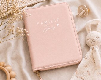 Organizador de viaje personalizado de piel sintética - portapasaportes familiar - rosa