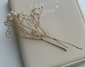 Personalisierter Reiseorganizer aus Kunstleder - Familien-Passhülle - Beige