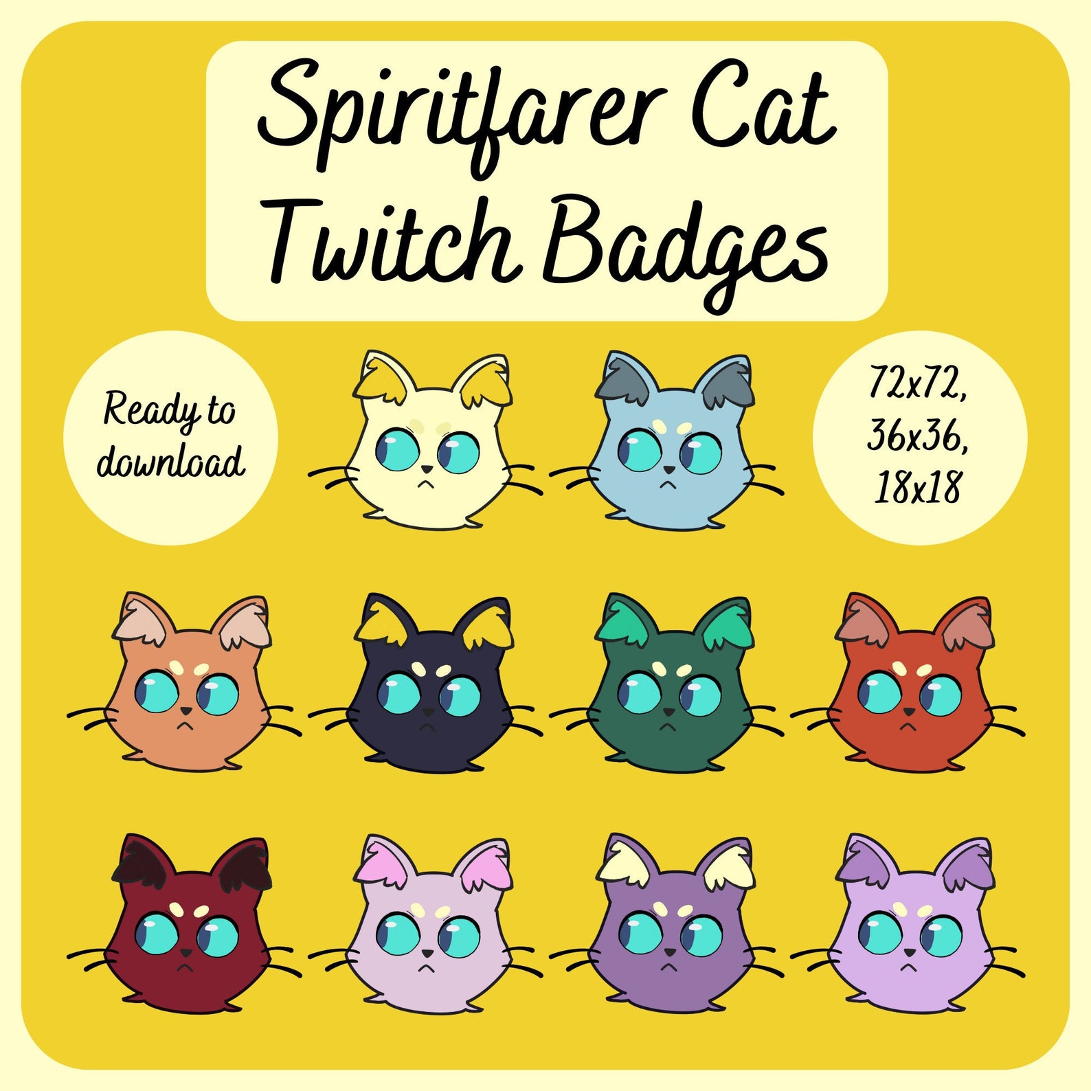 Spiritfarer Cat Badges for Twitch Daffodil Etsy
