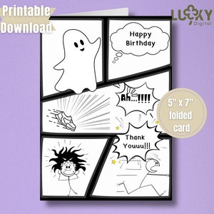 Lustige druckbare Geburtstagskarte für Freund Grußkarte Sofort Download Karte für Sie und Ihn. Comic-Geist-Karte.