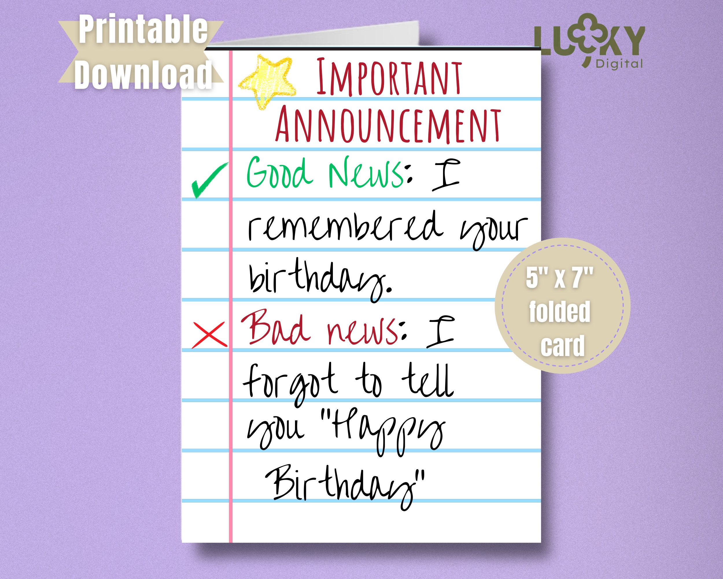 Funny Printable Birthday Card for Friend Printable Greeting - Etsy