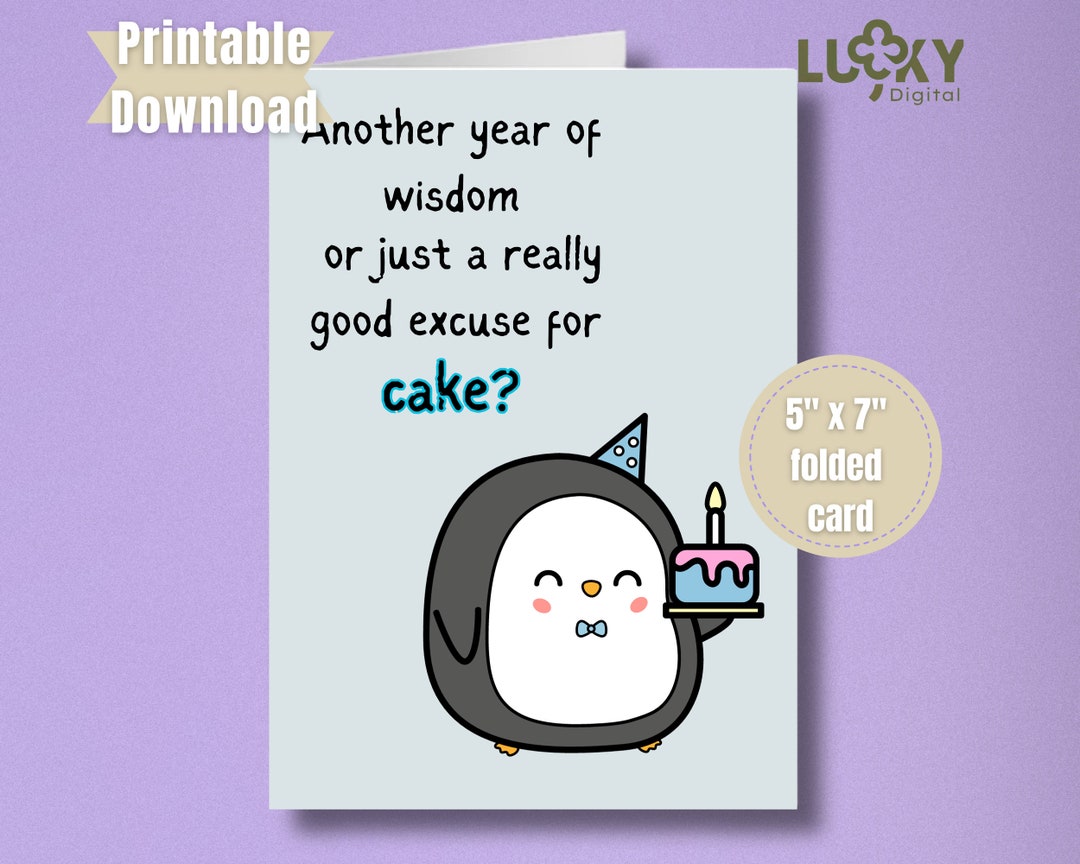 Funny Printable Birthday Card for Friend Instant Download Greeting Card ...