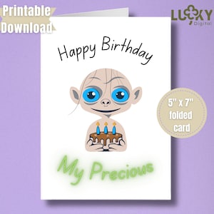 Cartão de aniversário engraçado para impressão para um amigo Download instantâneo de cartão comemorativo para ele e ela. Meu precioso cartão Gollum.