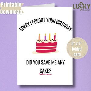 Funny Printable Birthday Card For Friend Greeting Card Instant Download Card For Him and Her. Belated Birthday Rude Card.