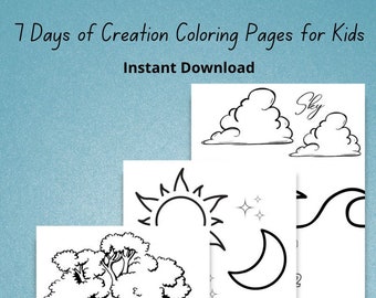 7 Days of Creation Coloring Pages for Kids Instant Download and Printable