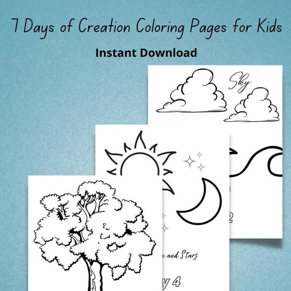 7 Tage der Schöpfung Malseiten für Kinder zum Downloaden und ausdrucken