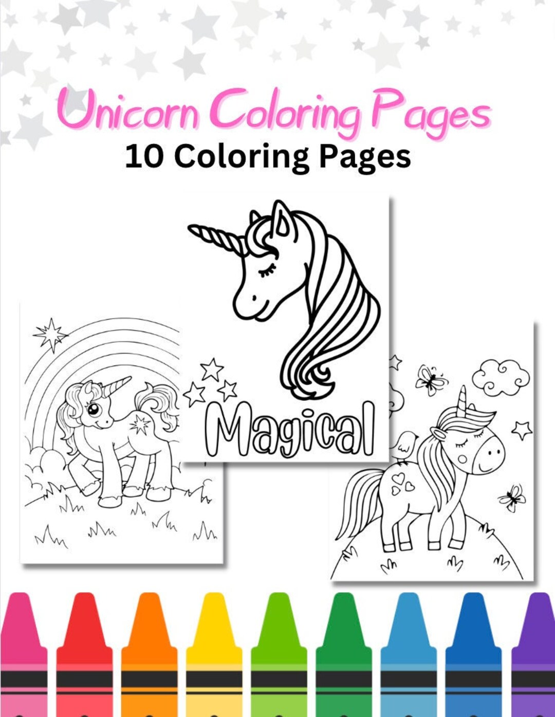 Unicorn Coloring Pages- 10 Pages for 1 Low Price- Instant Download and ...