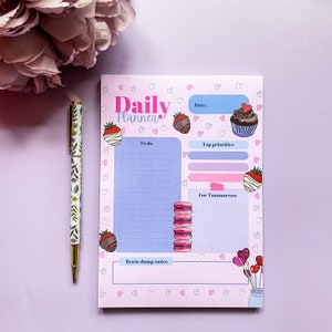 Colourful Daily Planner | Valentine's Galentine's Pretty Desk Pad | Chocaholic Stationery | Chocolate Lover Gift