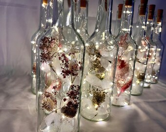 Flowerbottle mit Tüll // Flaschenlicht mit Trockenblumen // Trockenblumengeschenk // Trockenblumen Deko // Geschenkidee // Hochzeitsdeko //