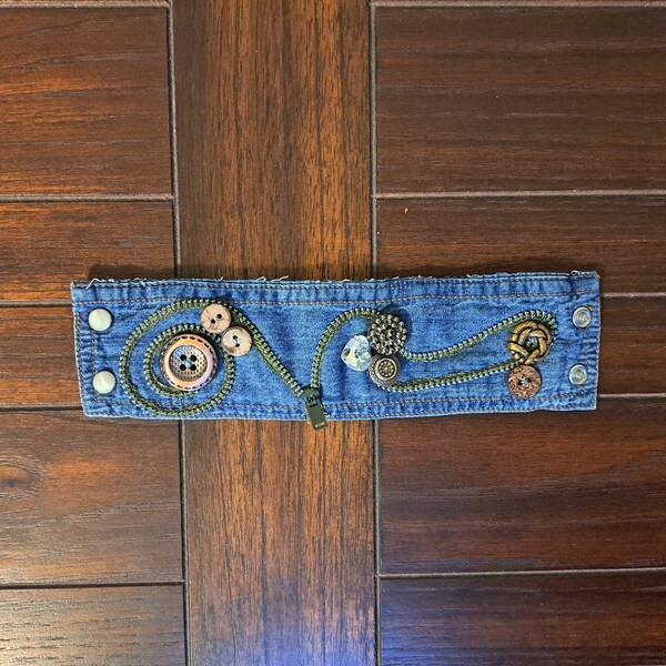 Denim Cuff Bracelet Etsy