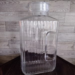 Vintage Glass Refrigerator Pitcher Juice Bottle With Rubber Like