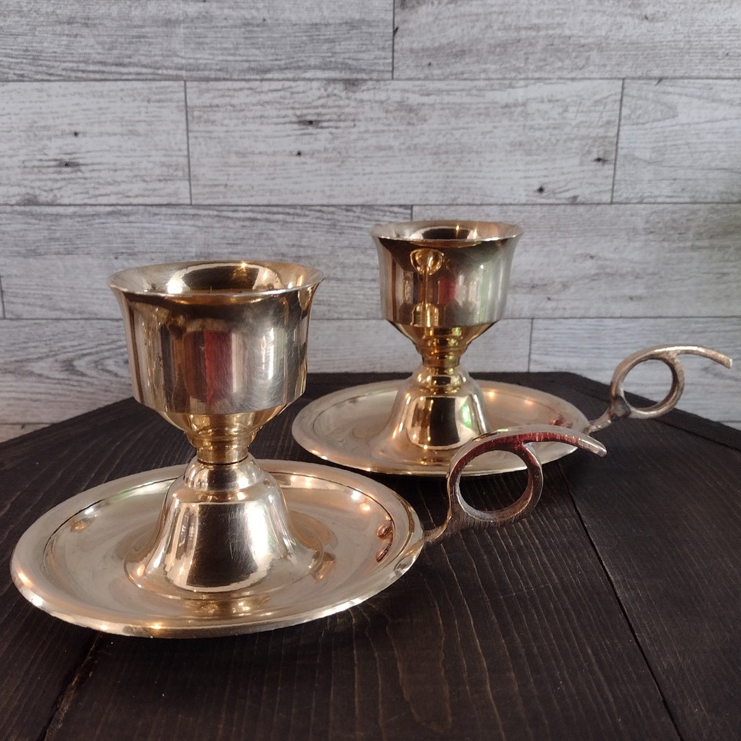 Vintage Gatco Solid Brass Chamber Style Candle Holders Set of 2 India
