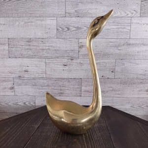 Vintage Mid Century Style Brass Swan Goose Bird Figurine/Vintage Brass Bird Table Decor/Vintage Bird Brass Home Decor