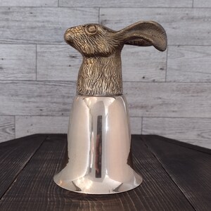 Vintage Brass and Silver Plated Rabbit Head Figurine Stirrup Cup ...